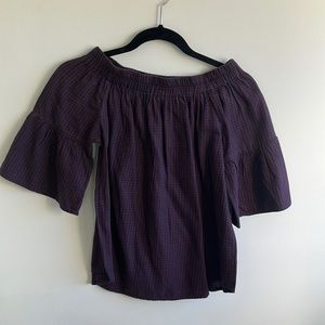 Off Shoulder Plaid Top